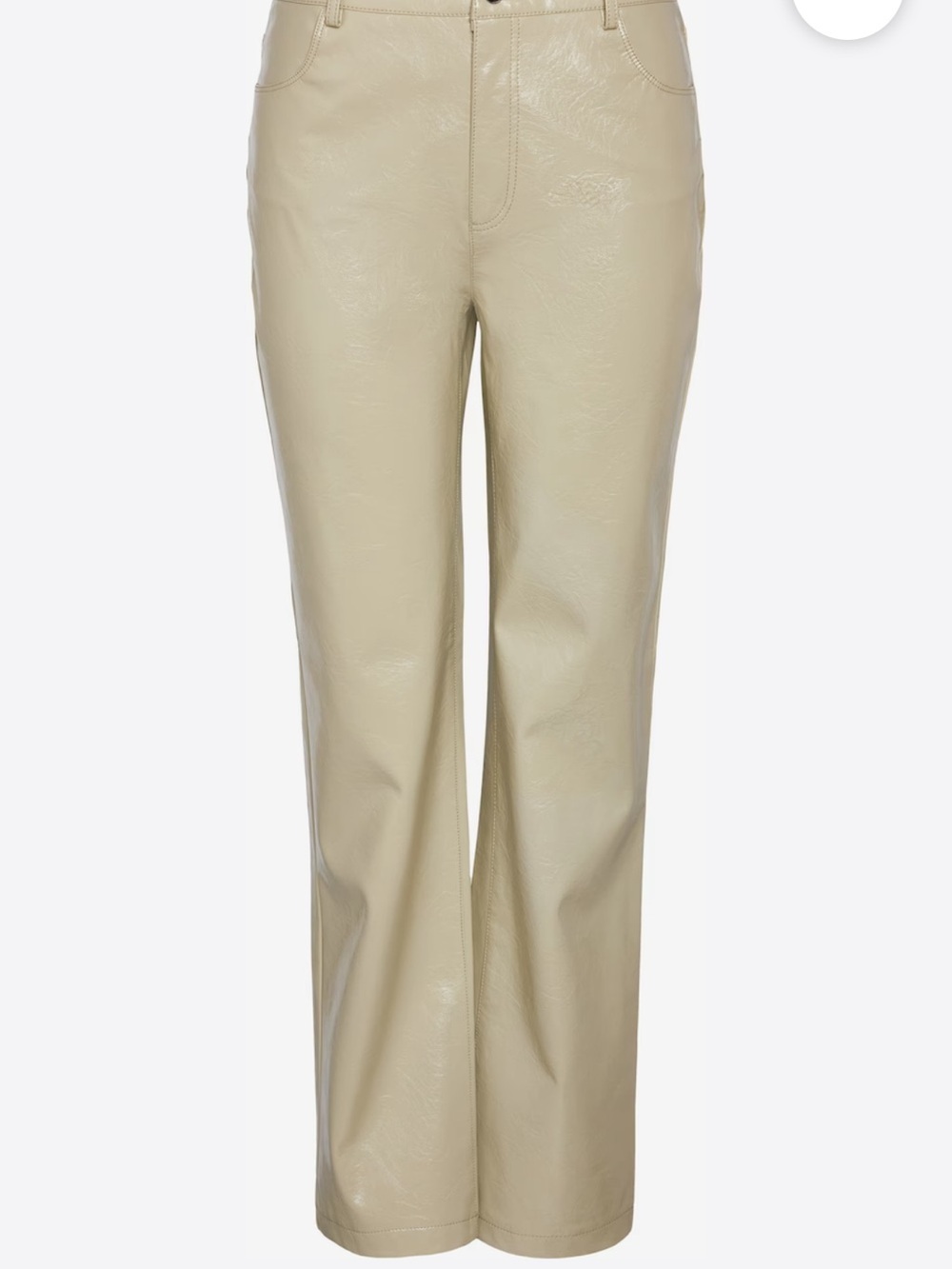 Noisy May Beige Faux Leather Straight-Leg Pants